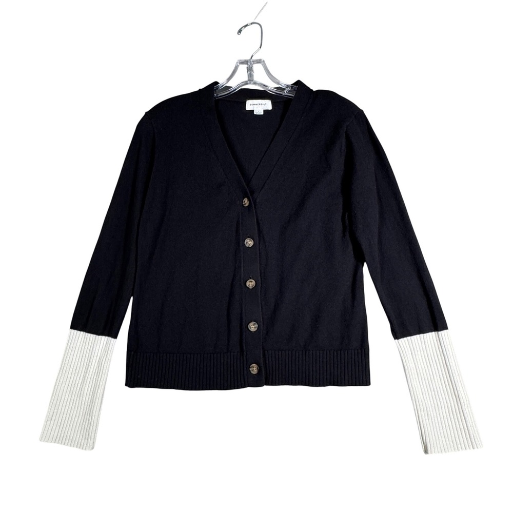 Summersalt Sweater Black White‎ Colorblock Cotton Cashmere Blend Classic Size S